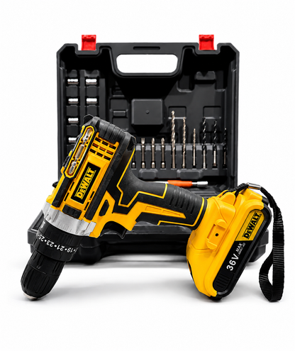 Cordless Drill Driver Kit with 2 Batteries, Charger & 50+ Piece Bit Set