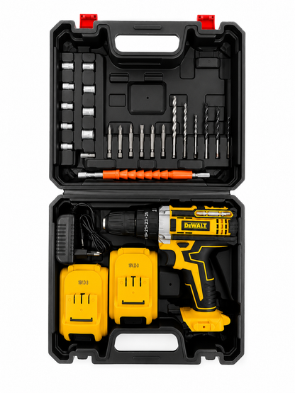 Cordless Drill Driver Kit with 2 Batteries, Charger & 50+ Piece Bit Set