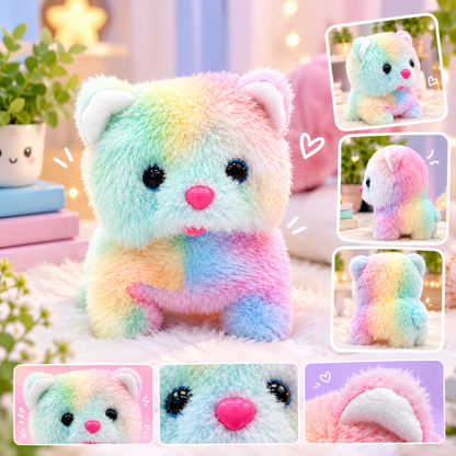 Cute Rainbow Dog Plush Toy Soft Fluffy Stuffed Animal Toy for Kids Girls & Boys