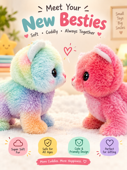 Cute Rainbow Dog Plush Toy Soft Fluffy Stuffed Animal Toy for Kids Girls & Boys