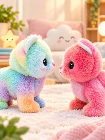 Cute Rainbow Dog Plush Toy Soft Fluffy Stuffed Animal Toy for Kids Girls & Boys
