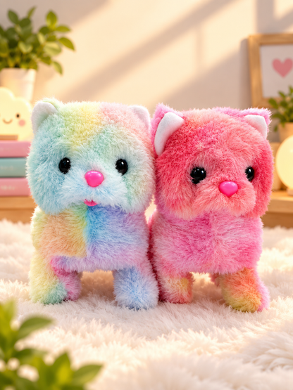 Cute Rainbow Dog Plush Toy Soft Fluffy Stuffed Animal Toy for Kids Girls & Boys