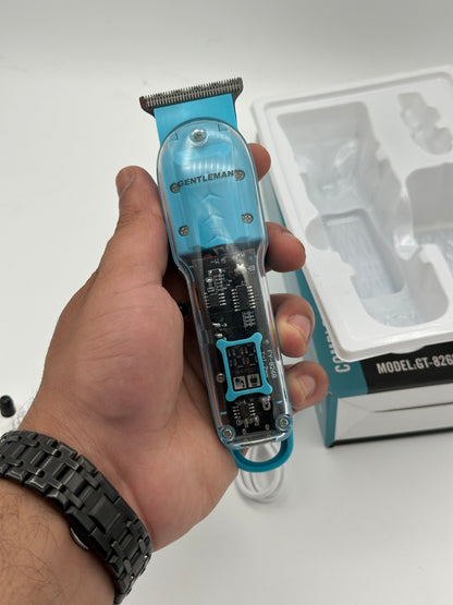 Professional Cordless Hair Trimmer for Men – GENTLEMAN Transparent T-Blade Barber Clipper – Zero-Gapped Detailer & Beard Grooming Kit