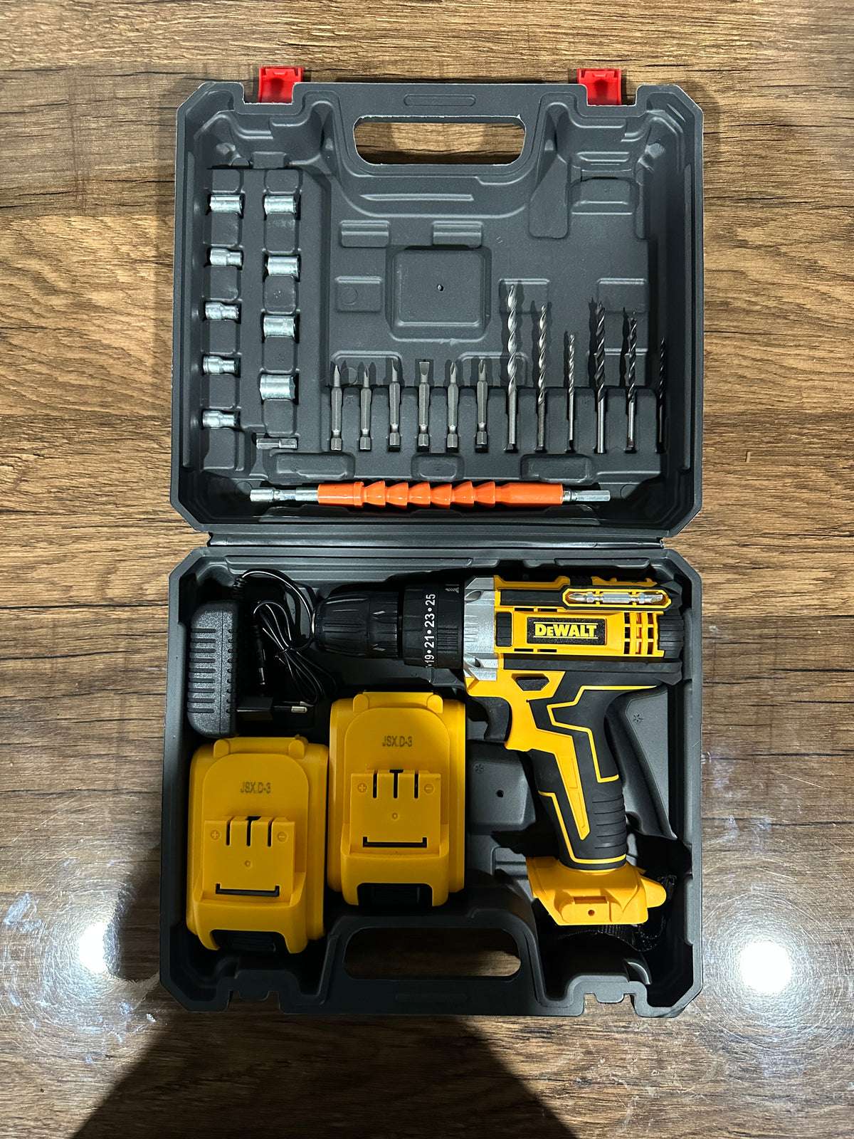 Cordless Drill Driver Kit with 2 Batteries, Charger & 50+ Piece Bit Set